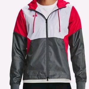 Under Armour Womens Legacy Team Size Med Red Gray Graphite Windbreaker Jacket